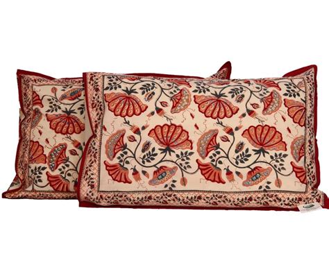 Buy ChhipaPrints Pillow Covers Red Lotous Set of 2 Online at Low Prices ...