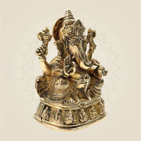 Finely Carved Brass Ganesha Idol – Premium Heavyweight Craft