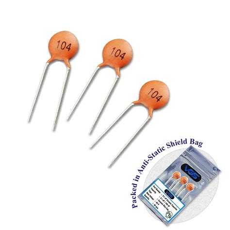 20pcs. of 104 Ceramic Capacitor 0.1uF 100nF Low Voltage DIP Ceramic ...