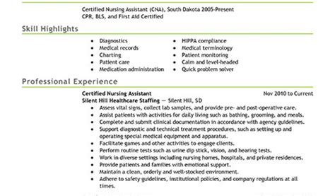 CNA Resume Sample 的图像结果
