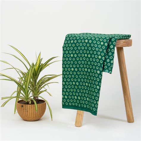 Buy Green Polkas Dots Hand Block Printed Cotton Fabric – DMAASA