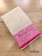 Shop Off White Pink Silver Zari Banarasi Pure Khaddi Chiffon Saree ...
