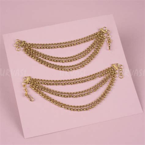 Gold-Toned Three-Layer Beaded Ear Chain EC 05 – URVASI LADIES NOVELTIES