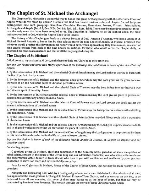 The Chaplet of St. Michael the Archangel | Catholic prayer for healing ...