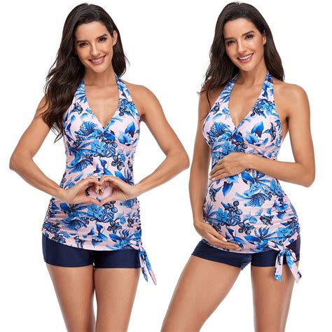Satın alın Women's Maternity Floral Print Two Piece Swimsuits Top ...