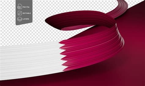 Qatar flag ribbon 3d illustration on isolated background | Premium PSD