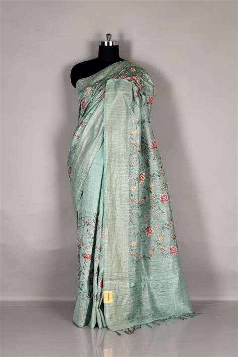 Linen Saree With Thread Work For Traditional Elegant Look - Sundari