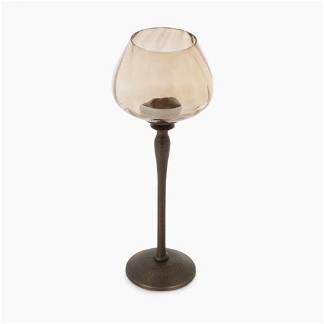 Shop Brown Antique Finish Hammered Glass Candle Holder - at Best Price ...