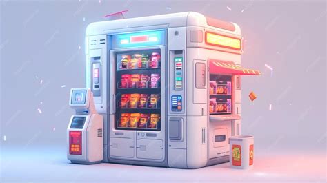 3d cartoon icon of futuristic snack solutions smart vending machines ...