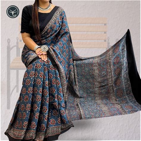 AJRAKH HAND BLOCK PRINTED SAREES & ACCESSORIES – Exotyq