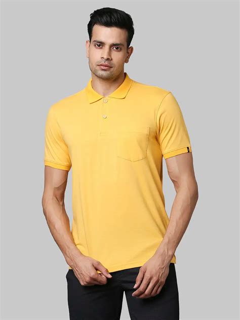 Men Yellow Contemporary Fit Solid Cotton Polo T-Shirt – MyRaymond