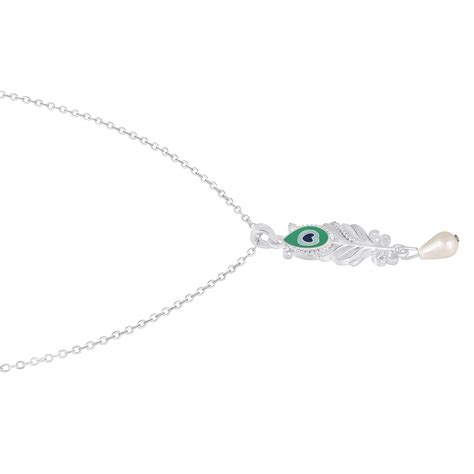 Peacock-Feather-Shaped Meenakari Work Pendant Necklace
