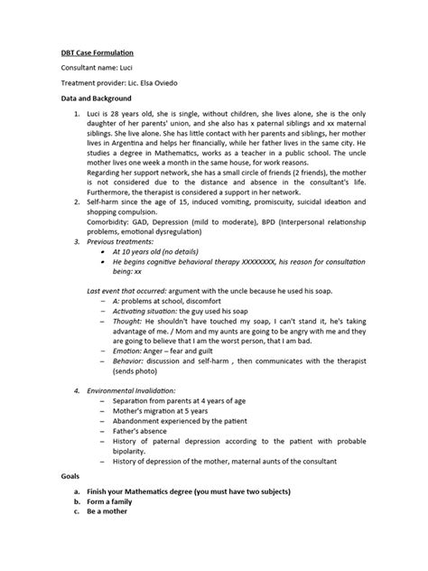 Image result for Case Formulation Sample