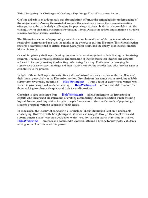 Image result for Psychology Dissertation Discussion Section