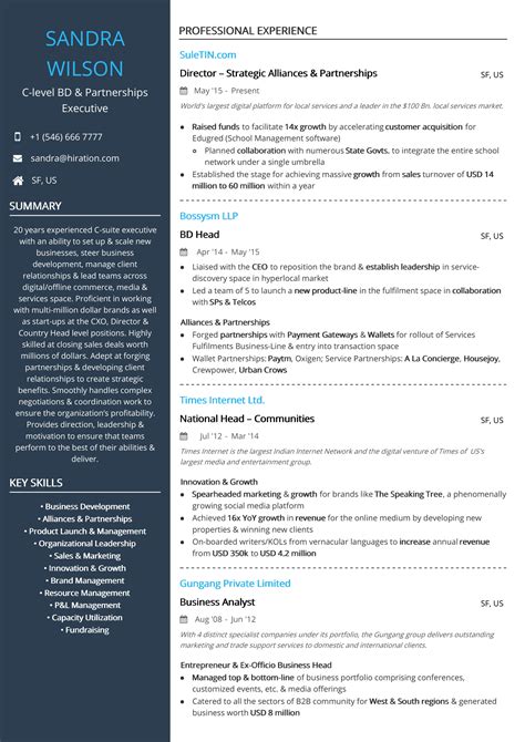 Business Development Resume Examples 的图像结果