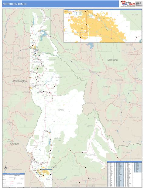 Idaho Northern Wall Map Basic Style by MarketMAPS - MapSales.com