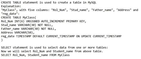 Hello´ ‿ゝ `)━☞Answer this( ‿ )Write sql command to create table and ...