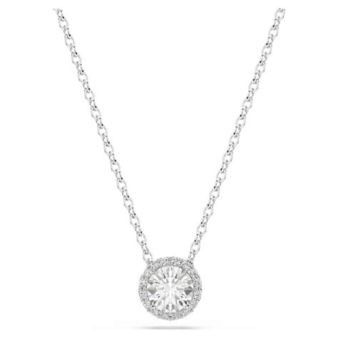 Una Angelic pendant, Round cut, White, Rhodium plated | Swarovski