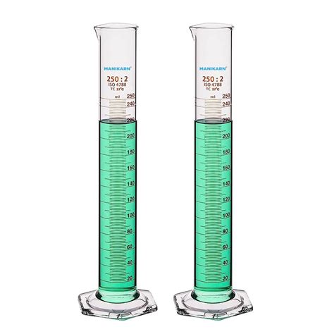 Buy Manikarn Borosilicate Glass Measuring Cylinder 250ml (Set of 2 ...