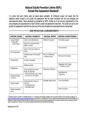Fillable Online NSPL Suicide Risk Assessment Standards and Prompt ...