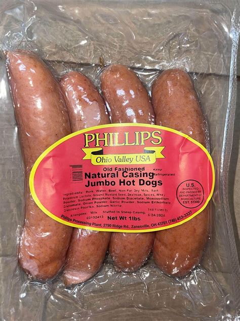 Phillips Jumbo Natural Casing Hot Dogs