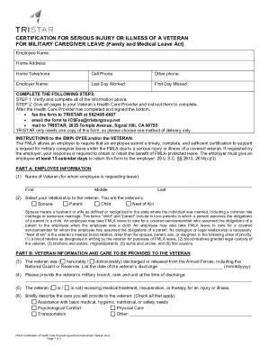 Fillable Online Certification for Serious Injury or Illness of a ...