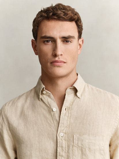 Shop GANT Men Beige Garment Dyed Pure Linen Shirt Online