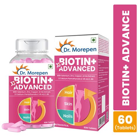 Dr. Morepen: Biotin+ For Hair Growth, Skin & Nails - 60 Tablets
