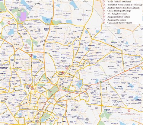 Cartes de Bangalore | Cartes typographiques détaillées de Bangalore (Inde) de haute qualité