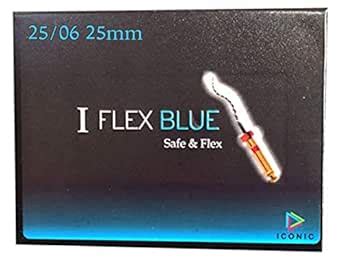 I FLEX BLUE ROTARY FILES (25/06 size, 6 files pack) Heat Treated Niti ...