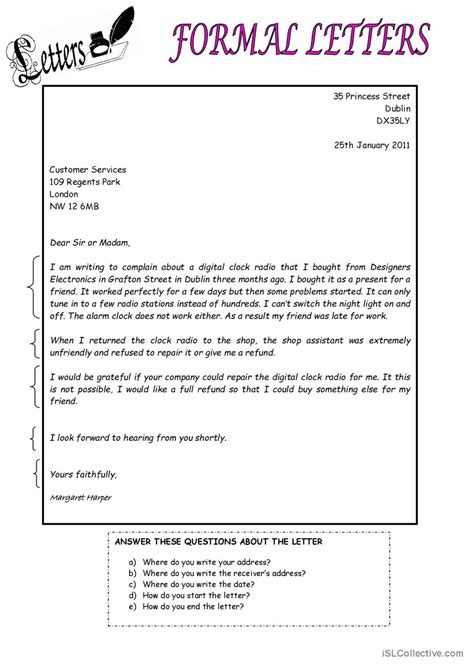 FORMAL LETTERS: English ESL worksheets pdf & doc | Letter writing ...