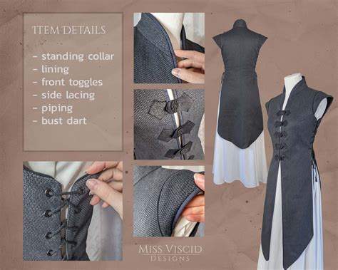 Womans Tabard Vest with high collar - digital pattern with sewing guide ...