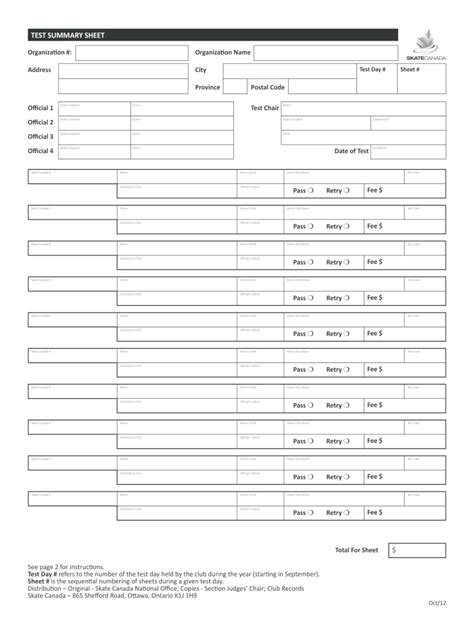 2012-2026 Form Skate Canada Test Summary Sheet Fill Online, Printable ...