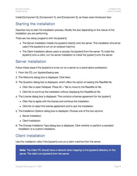 Image result for Software Installation Plan Template