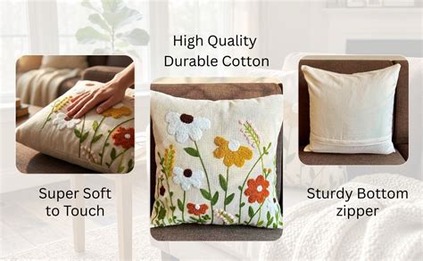 Buy Gulaabi Ghar Decorative Embroidered Cotton Cushion Cover | Floral ...