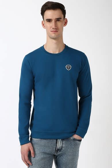 Buy Men Navy Solid Crew Neck Sweatshirt Online - 39710397 | Peter England