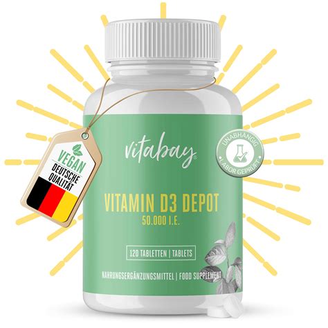 Vitabay Vitamin D3 Depot 50 000 I.E. - 120 Vegan Tablets | High Dose ...