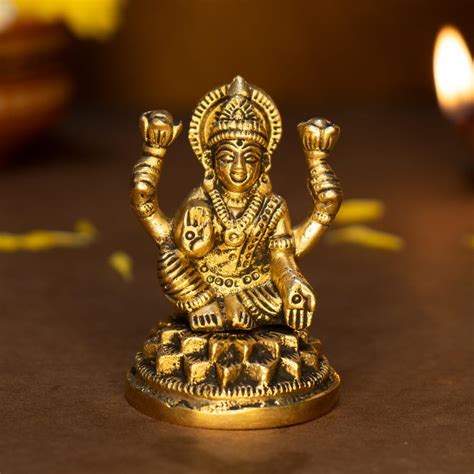 Buy Collectible India Hindu Goddess Maa Laxmi Idol Bronze Statue ...