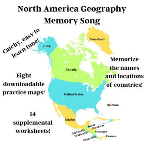 Buy North America Geography Memory SONG, Maps & Worksheets Online in ...