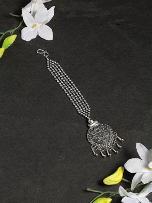 Buy Moedbuille Oxidised Silver Plated Antique Temple Design Leheriya ...