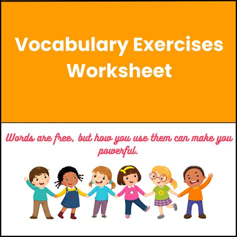 Vocabulary Exercises Worksheet | PlanetSpark