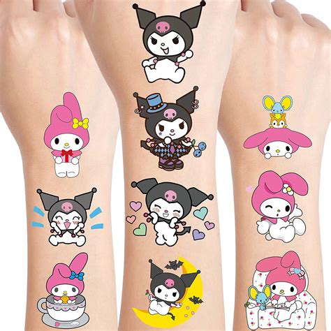 4 Sheets Hellokitty Stickers My Melody And Kuromi Temporary Tattoos ...