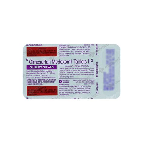 OLMESAR 40MG TABLET 15'S, Price, Composition & Generic Alternatives ...