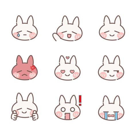 Cute emoticons rabbit bunny 45857548 Vector Art at Vecteezy