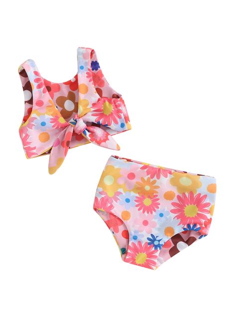Suealasg Kids Girls 2-piece Swimsuits Summer Bikini Sets Floral Print ...