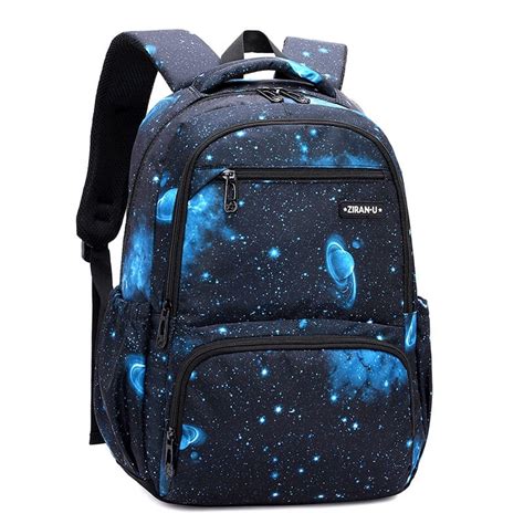 Galaxy Back Bag | Laptop compartment | School Bag – Blue & Green