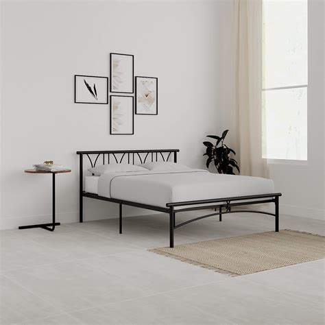 Amazon Brand - Solimo Nomic Metal Queen Bed, Black (Glossy Metal Finish ...