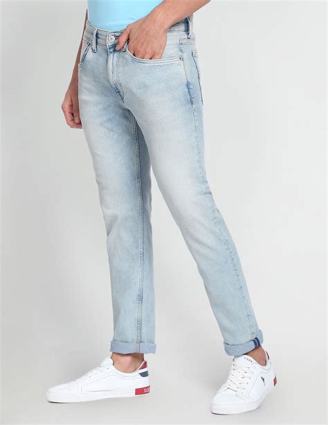 Men Light Blue Mid Rise Slim Tapered Fit Jeans – U.S. Polo Assn. India