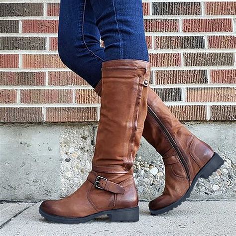 POROPL Women's Wide Mid-Calf Riding Boots, Hiking and Running Shoes ...