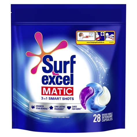 Excel 3 in 1 Smart Shots Unit Dose Liquid Detergent Pack of 28 Count ...
